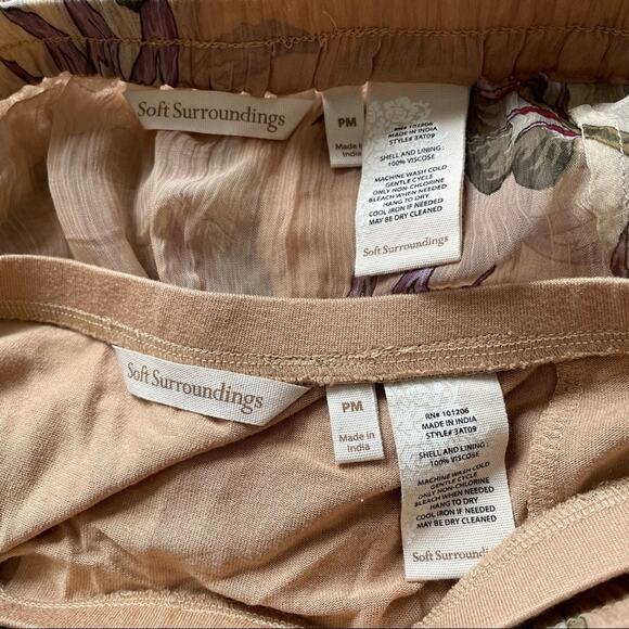 Soft Surroundings Jazmin Skirt Chiffon Floral Tan Petite M EUC - Picture 3 of 10